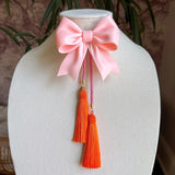 Rahya Jewelry Design | Ribbon Bow Bolo Blush Pink with Bubblegum Pink & Orange