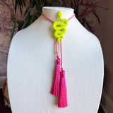 Rahya Jewelry Design | Snake Bolo - Lime Green with Bubblegum Pink & Fuchsia
