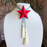 Rahya Jewelry Design | Lone Star Bolo - Crimson with Ocean Blue & Ivory