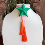 Rahya Jewelry Design | Lone Star Bolo Kelly Green with Bubblegum Pink & Orange