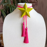Rahya Jewelry Design | Lone Star Bolo - Olive Green with Neon Pink & Fuchsia