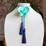 Rahya Jewelry Design | Orchid Bolo - Turquoise with Baby Blue & Navy