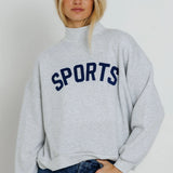 Sunny Somewhere | Navy Sports Mockneck - Heather Ash