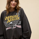 Daydreamer | Morgan Wallen Classic Eagle Oversized Crew Sweatshirt - Washed Black