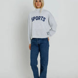Sunny Somewhere | Navy Sports Mockneck - Heather Ash