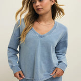 Z Supply | Delphine Knit Denim Sweatshirt - Ocean Air Indigo