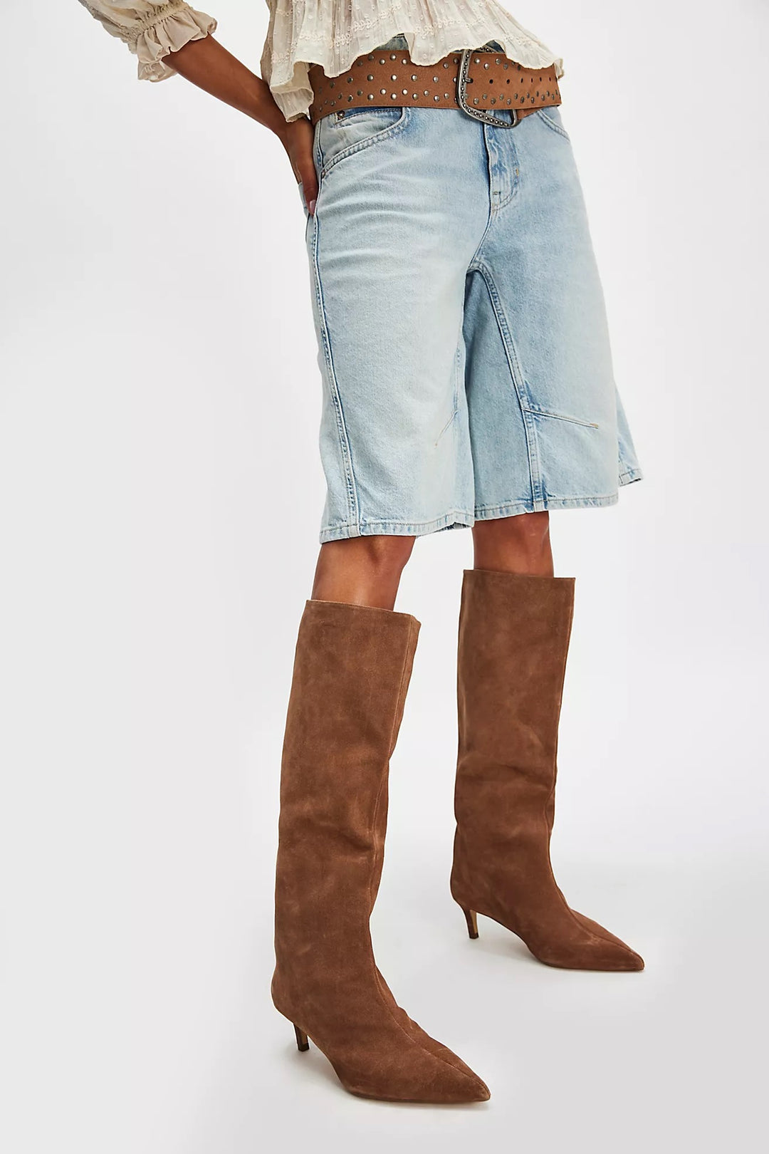Free People | Kiki Kitten Heel Boot - Tan Suede