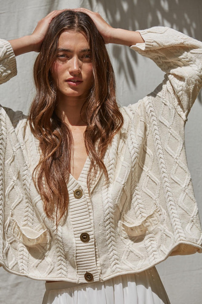 Anais Cable Knit Cardigan - Natural