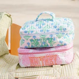 KenzKustoms | Pink Shells Quilted Open Top Makeup Bag