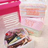 KENZKUSTUMZ | Rosemary Makeup Bag - Pink & Peach Polka Dot
