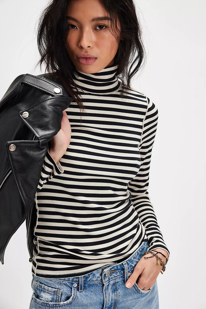 We The Free Good Good Stripe Turtleneck - Black Combo