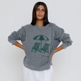 Sunny Somewhere | Out Of Office Raglan Sweatshirt - Heather Grey