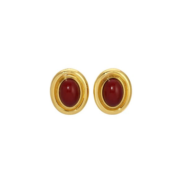 Prize Earrings - Gold/Burgundy