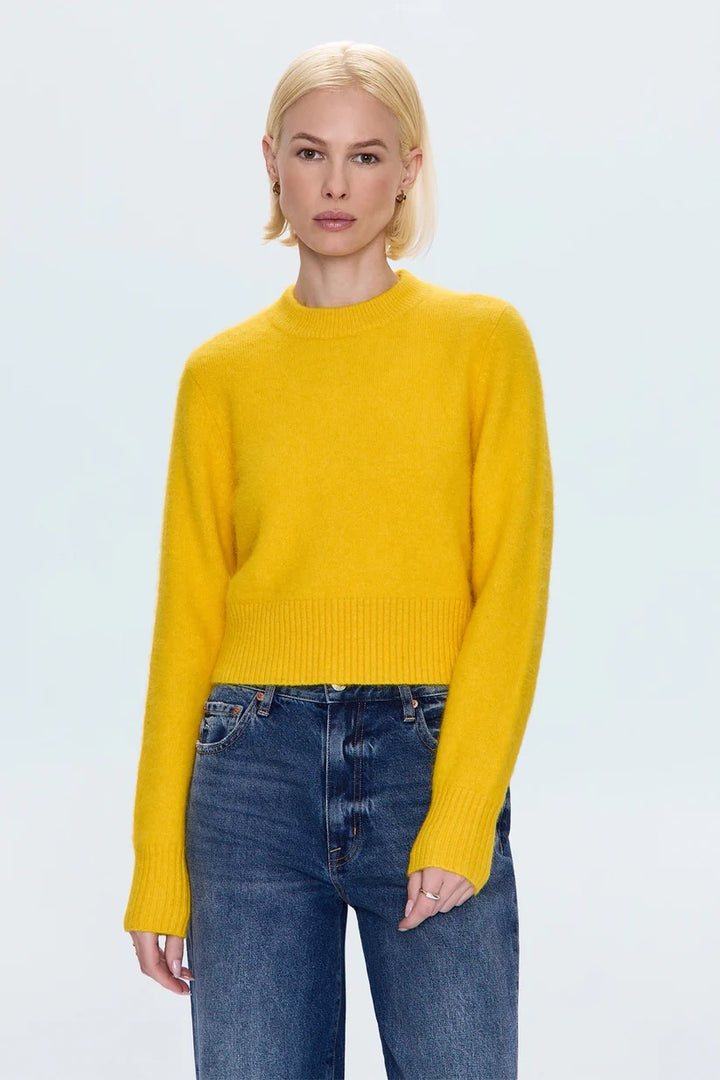 Pistola | Sara Shrunken Crewneck Sweater - Citron
