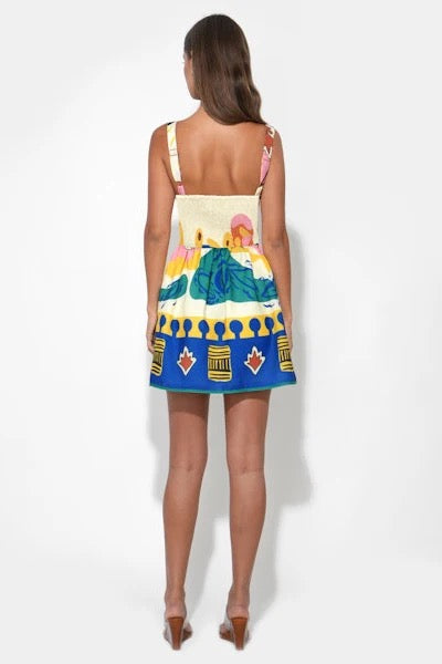 Adelyn Rae | Reese Printed Mini Dress - Yellow/Blue