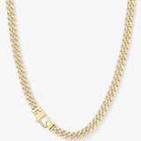 Melinda Maria | Pave Julian Cuban Chain Necklace 6.8mm 22" - Gold