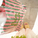 KENZKUSTOMZ | Cabana Clear Coat Tote - Pink & Green Stripe