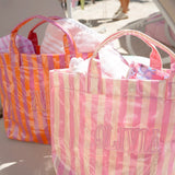 KENZKUSTOMZ | Cabana Clear Coat Tote - Pink & Butter Yellow Stripe