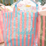 KENZKUSTOMZ | Cabana Clear Coat Tote - Pink & Blue Stripe