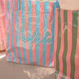 KENZKUSTOMZ | Cabana Clear Coat Tote - Pink & Blue Stripe