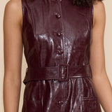 Lucy Paris | Julian Faux Leather Mini Dress - Wine