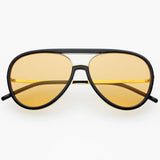 Freyrs | Shay Mirrored Aviator Sunglasses - Black/Soft Amber