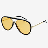 Freyrs | Shay Mirrored Aviator Sunglasses - Black/Soft Amber