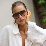 Freyrs | Billie Unisex Aviator Sunglasses - Black/Brown
