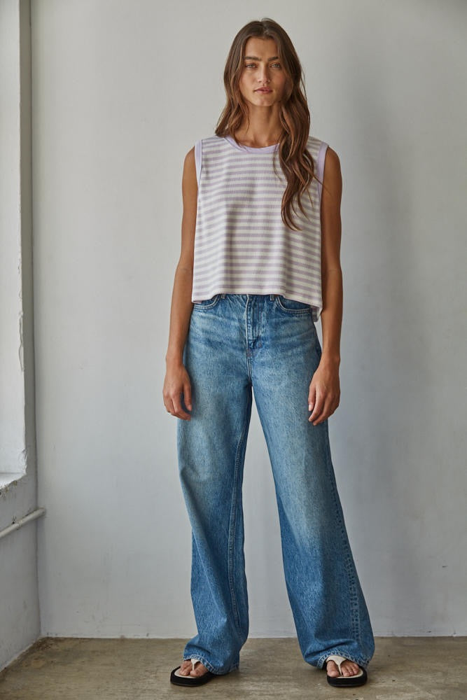 By Together | Marley Striped Sleeveless Top - Lavender