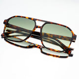 Freyrs | Billie Unisex Aviator Sunglasses - Tortoise/Green