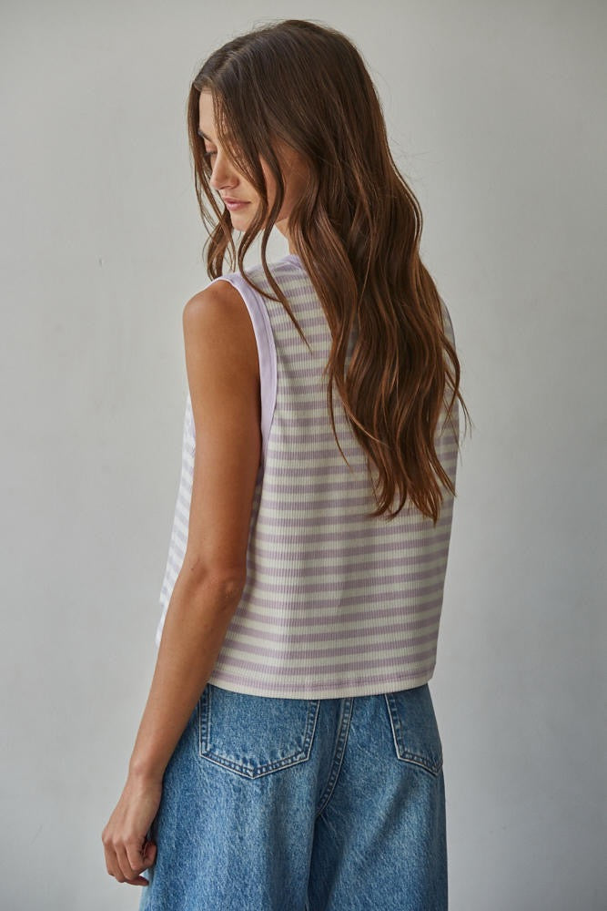 By Together | Marley Striped Sleeveless Top - Lavender