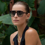 Freyrs | Billie Unisex Aviator Sunglasses - Tortoise/Green