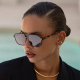 Freyrs | Billie Unisex Aviator Sunglasses - Dark Tortoise/Solid Brown