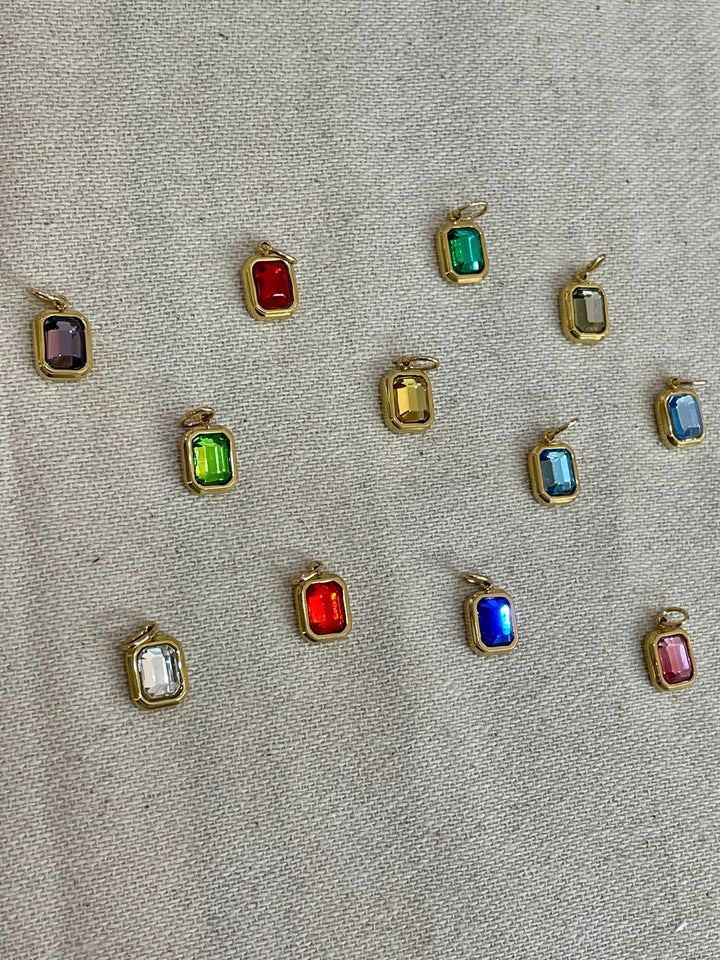 Farrah B Jewelry | Rectangle Gemstone Charms - Various Colors