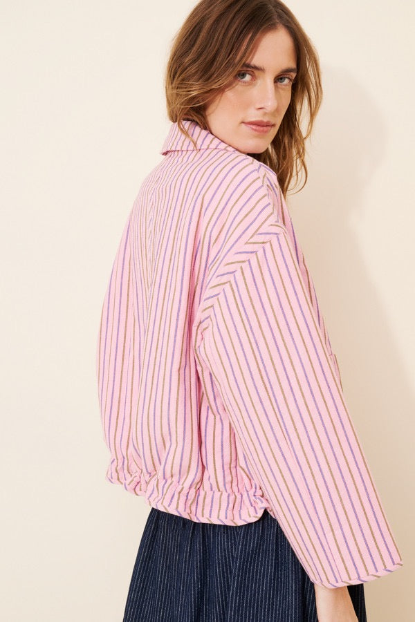 FRNCH | Thalassa Stripe Coat - Rose