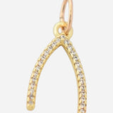 Farrah B Jewelry | Pave Wishbone Charm - Gold