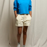 Perfect White Tee | Briana French Terry Top - Cobalt