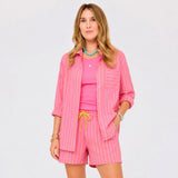 Kerri Rosenthal | Mia Stripe Shirt - Palm Pink-Cali Rose
