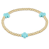 enewton | Signature Cross 3mm Gold Bracelet - Turquoise