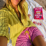 Kerri Rosenthal | Weekend Stripe Short - Palm Pink-Cali Rose
