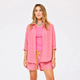 Kerri Rosenthal | Weekend Stripe Short - Palm Pink-Cali Rose