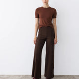 Ripley Rader | Ponte Knit Standard Wide Leg Pant - Chocolate