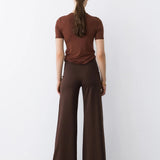 Ripley Rader | Ponte Knit Standard Wide Leg Pant - Chocolate