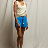 Perfect White Tee | The Layla French Terry Sweat Shorts - Cobalt