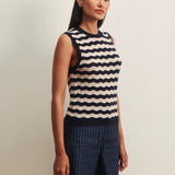 Sanctuary | Everyday Chevron Knit Shell - Inkstorm/Dark Opal Stripe