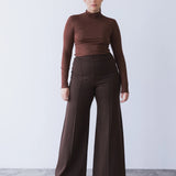 Ripley Rader | Ponte Knit Standard Wide Leg Pant - Chocolate