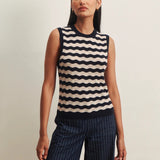 Sanctuary | Everyday Chevron Knit Shell - Inkstorm/Dark Opal Stripe