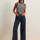 Sanctuary | Everyday Chevron Knit Shell - Inkstorm/Dark Opal Stripe