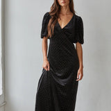 By Together | Margaux Velvet Rhinestone Woven Dress - Black