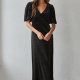 By Together | Margaux Velvet Rhinestone Woven Dress - Black